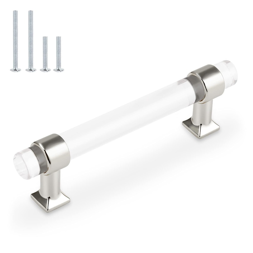 Orger 20 Pack Cabinet Handles 4 Inch Hole Center Clear Acrylic Chrome Pulls